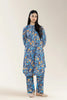 Basic Printed Viscose Linen Blue 2Pc