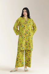 Printed Viscose Linen Olive 2Pc