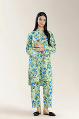 Basic Printed Viscose Linen Mint 2Pc