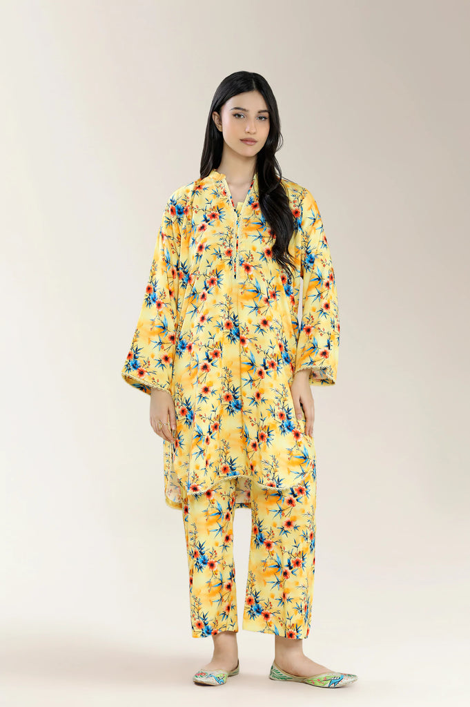 Basic Printed Viscose Linen Yellow 2Pc