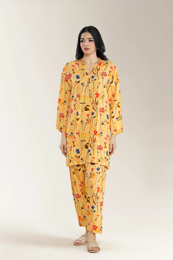 Printed Viscose Linen Coral 2Pc