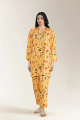 Printed Viscose Linen Coral 2Pc