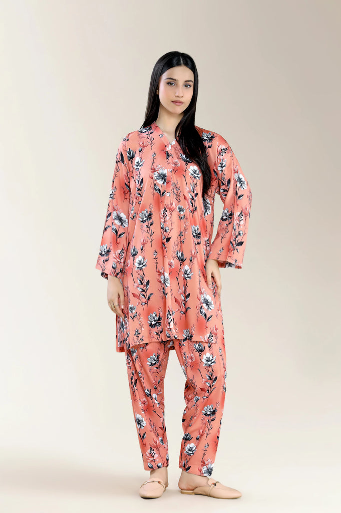 Printed Viscose Linen-Peach 2Pc