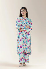 Printed Viscose Linen Cream 2PC