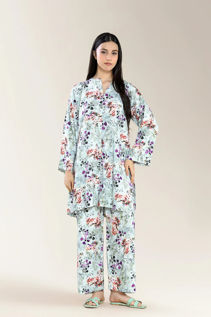 Printed Viscose Linen-Light Grey 2Pc