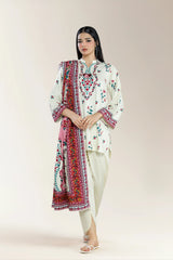Printed Viscose Cream 3Pc