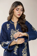 Embroidered Cotton Navy 2PC