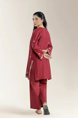 Embroidered Banadora Maroon 2PC