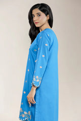 Embroidered Cambric Blue 2PC