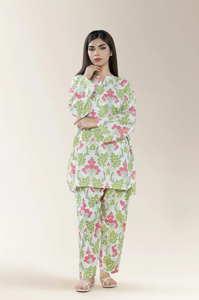 Printed Khaddar Green 2PC