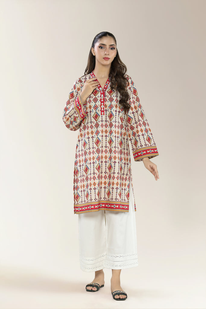 Printed Cambric Ivory Kurti