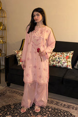 Embroidered Cotton Pink 2PC