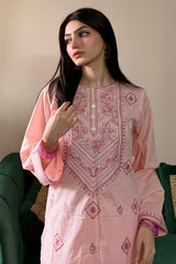 Embroidered Cotton Pink 2PC