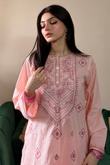 Embroidered Cotton Pink 2PC