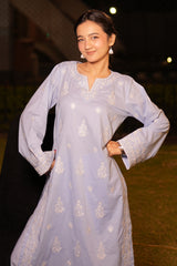 Embroidered Cotton Ice Blue 2PC