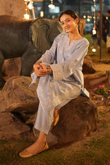Embroidered Cotton Ice Blue 2PC