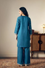 Embroidered Teal 2PC Suit