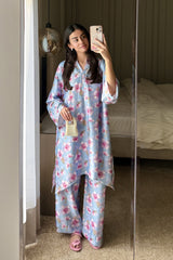 Printed Silk Grey 2PC