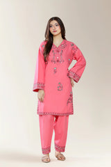 Embroidered Coral 2PC