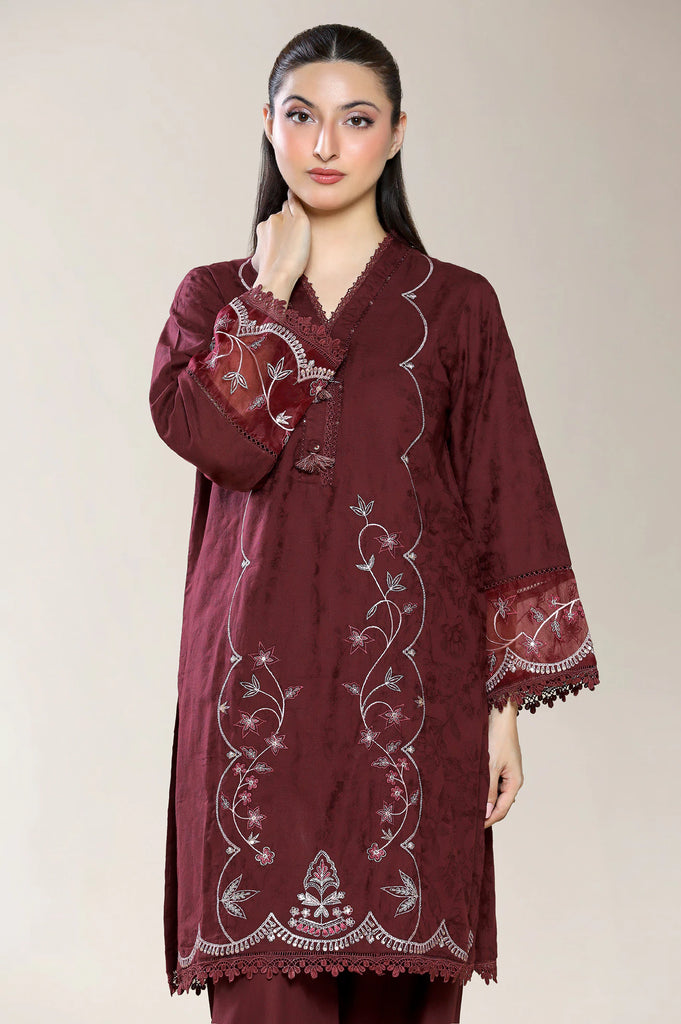 Embroidered Maroon 2PC