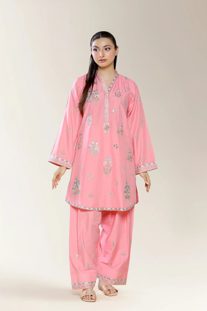 Embroidered Pink 2PC