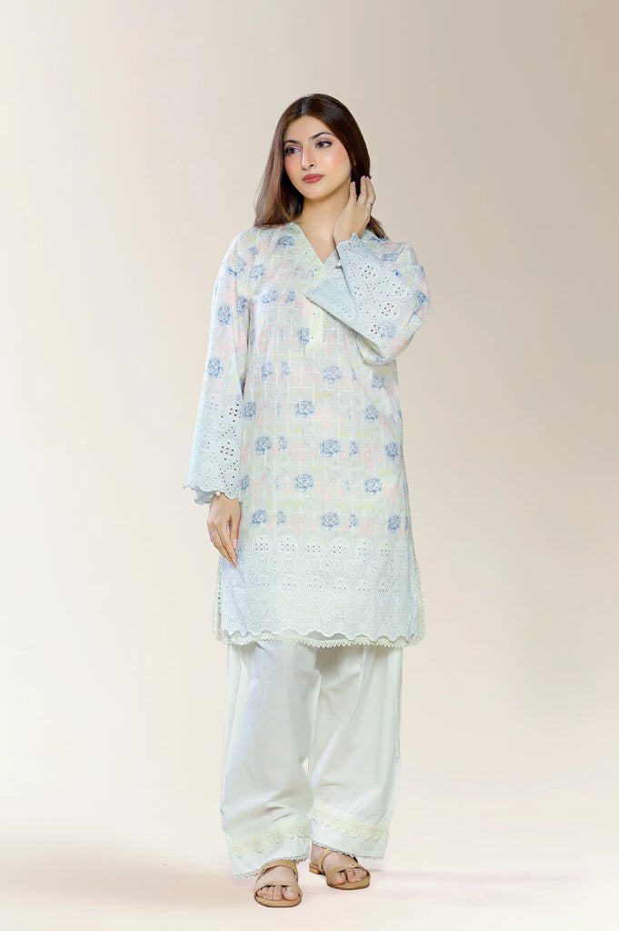 Embroidered White 2PC