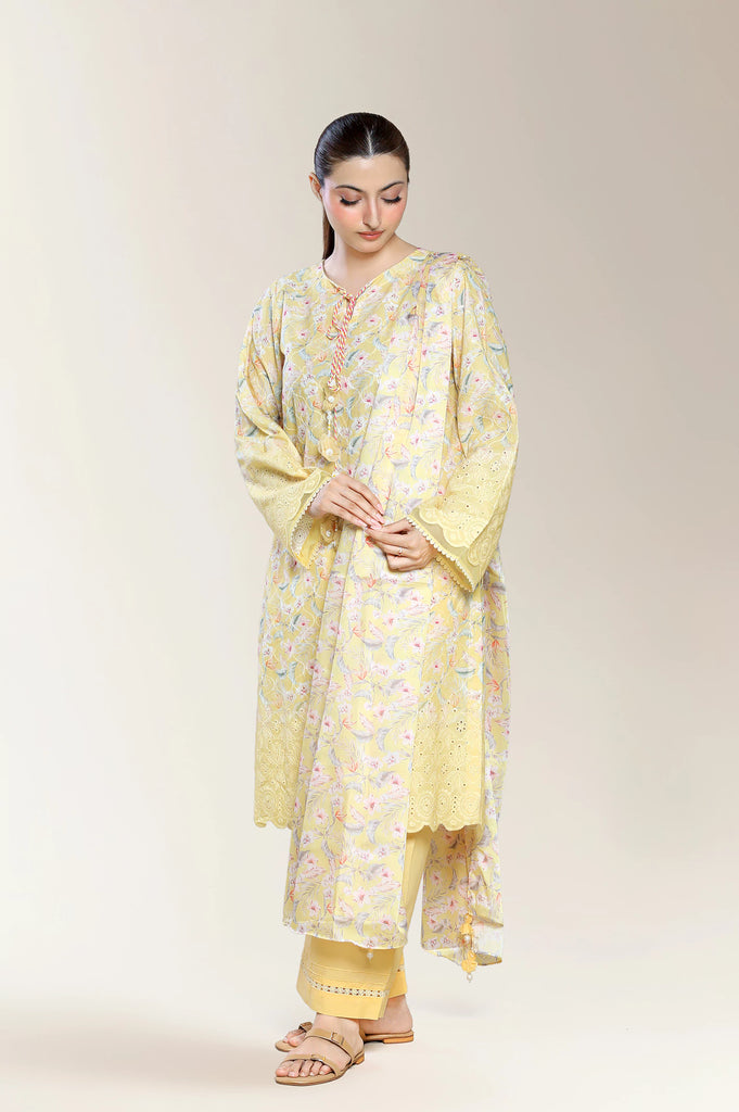 Embroidered Yellow 3PC