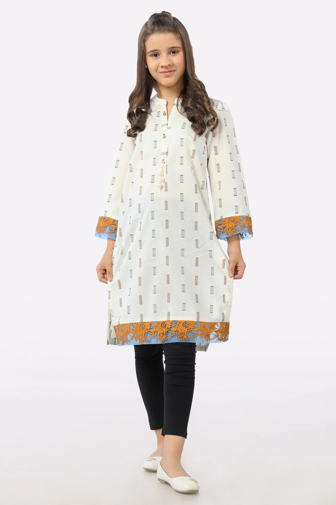 Ivory Jacquard Printed Teens Kurti From Sohaye By Diners