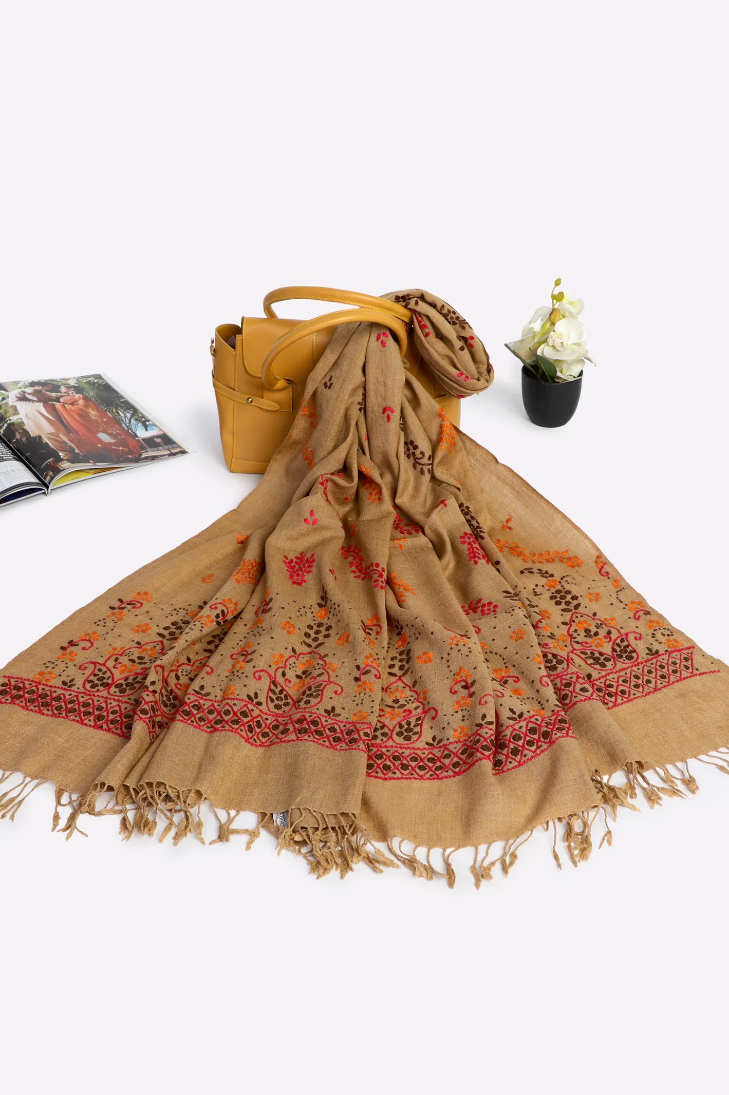 Ladies Beige Pashmina Wool Shawl