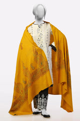 Yellow Embroidered Shawl From Sohaye By Diners