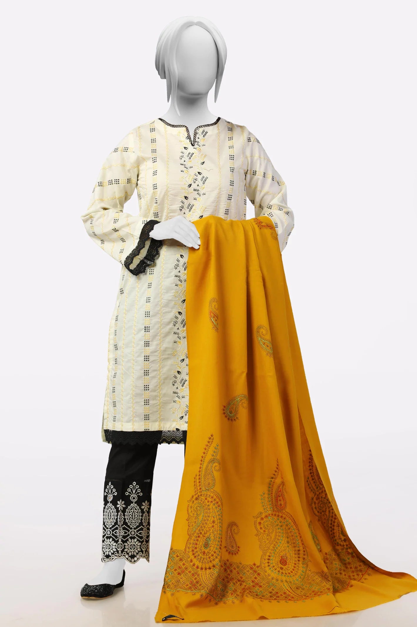 Yellow Embroidered Shawl From Sohaye By Diners