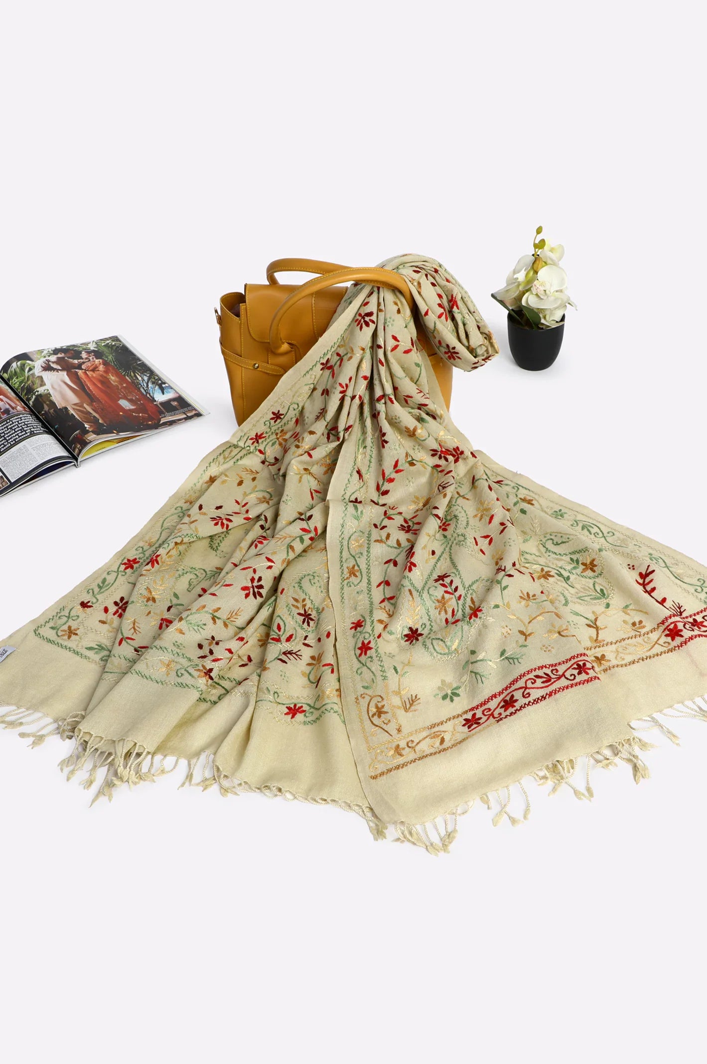 Beige Pashmina Ladies Wool Shawl