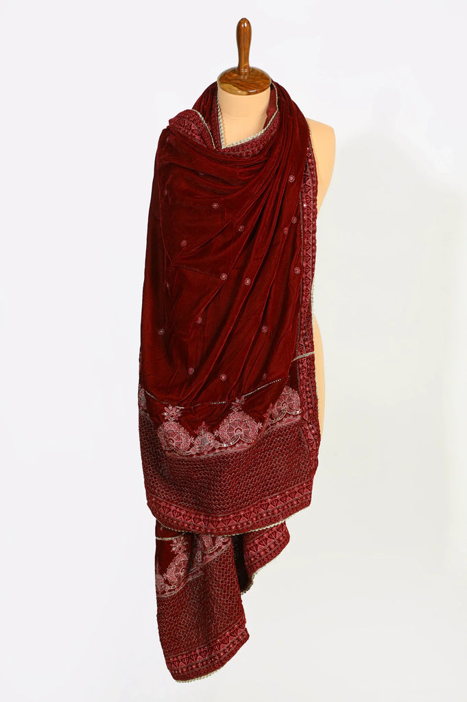 Maroon Embroidered Shawl