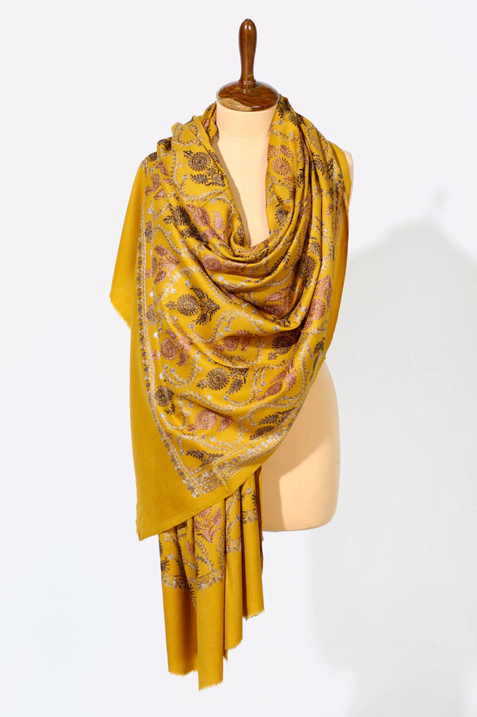 Mustard Embroidered Shawl