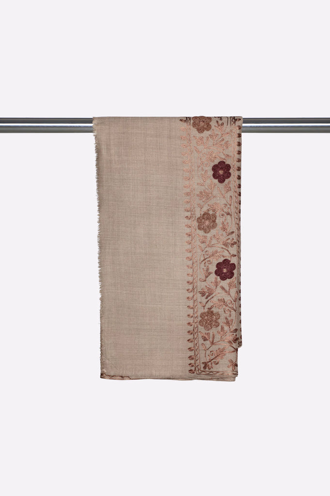Beige Embroidered Shawl