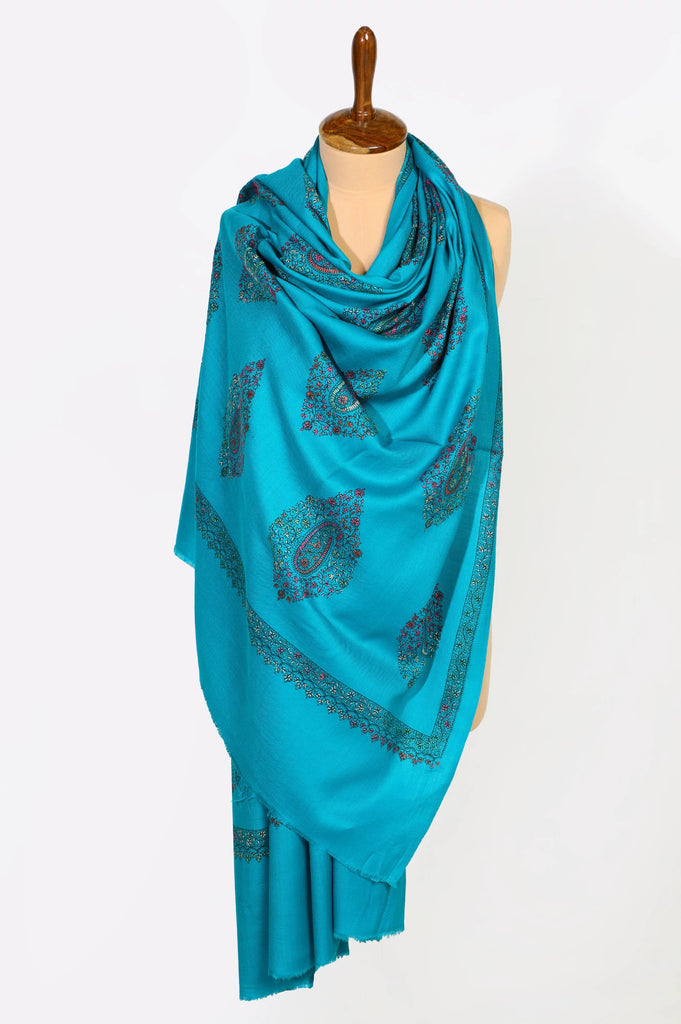 Teal Embroidered Shawl