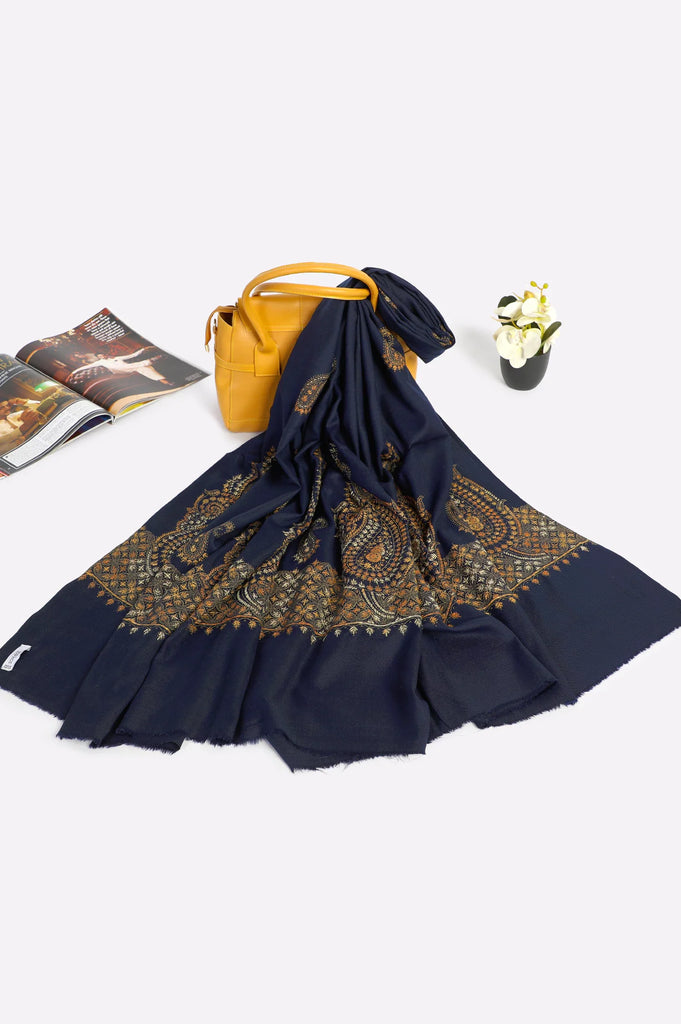 Ladies Wool Shawl Blue Pashmina 