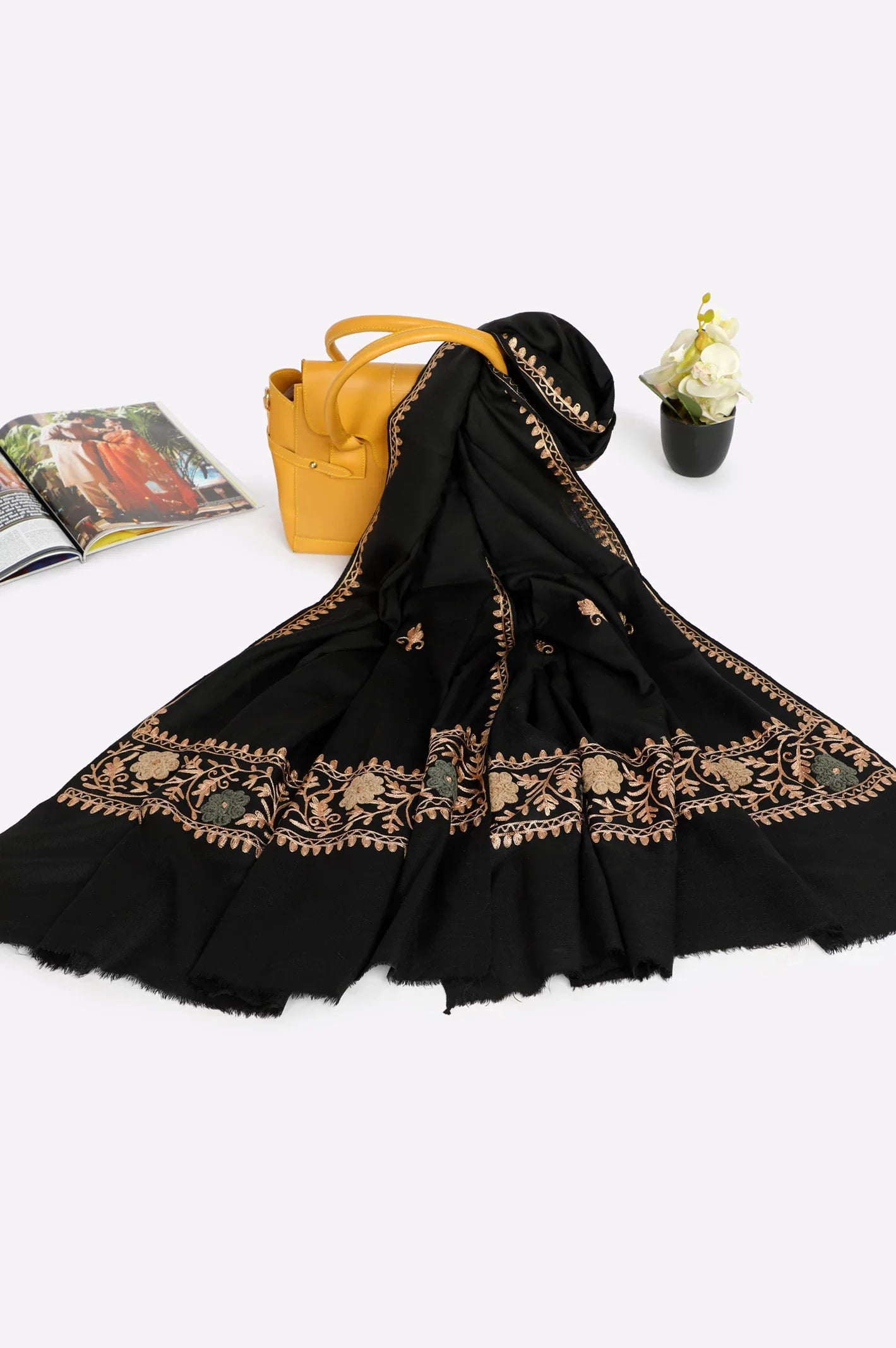 Ladies Black Pashmina Wool Shawl