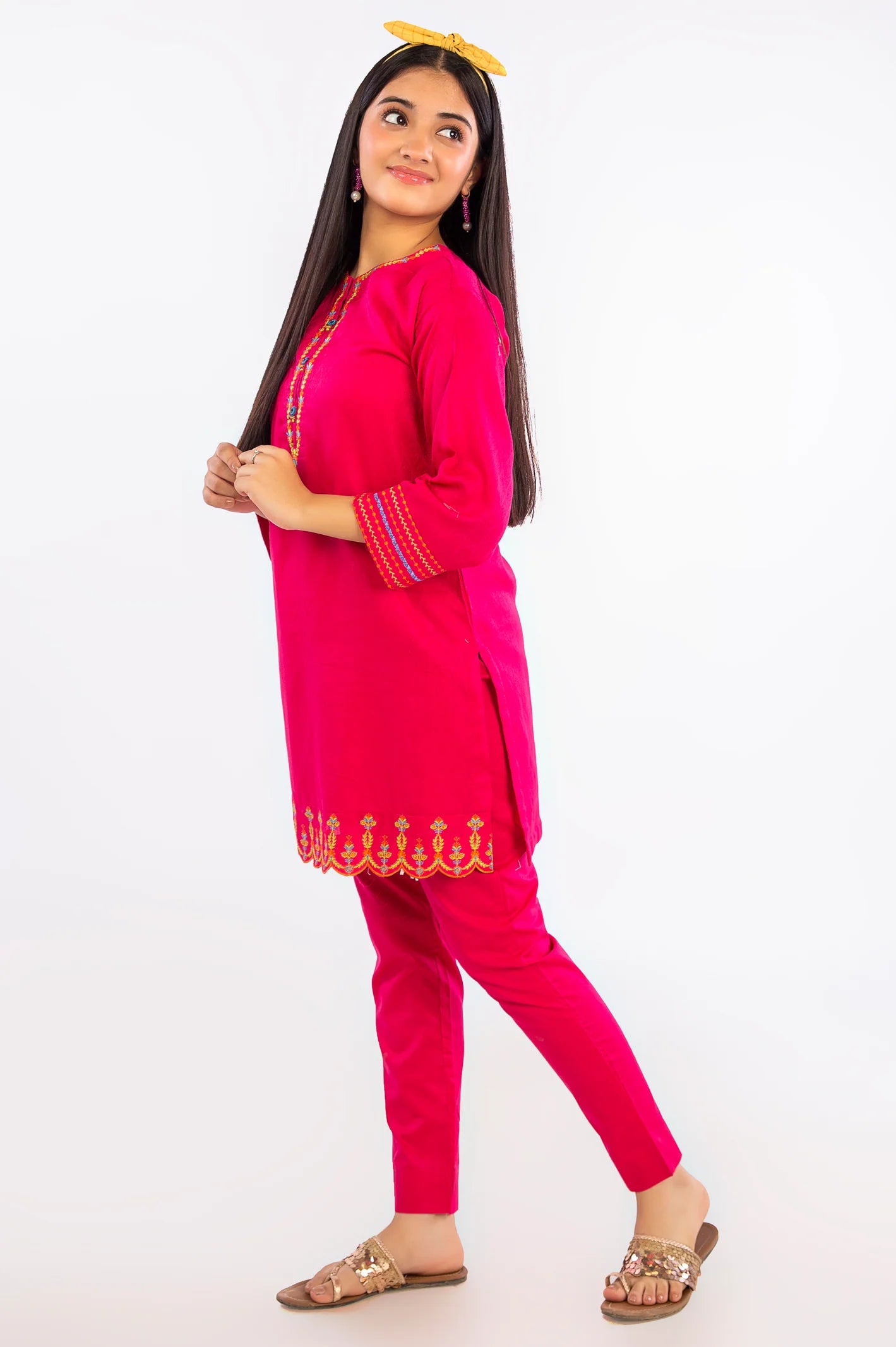 Pink Embroidered Teens 2PC Suit - Diners