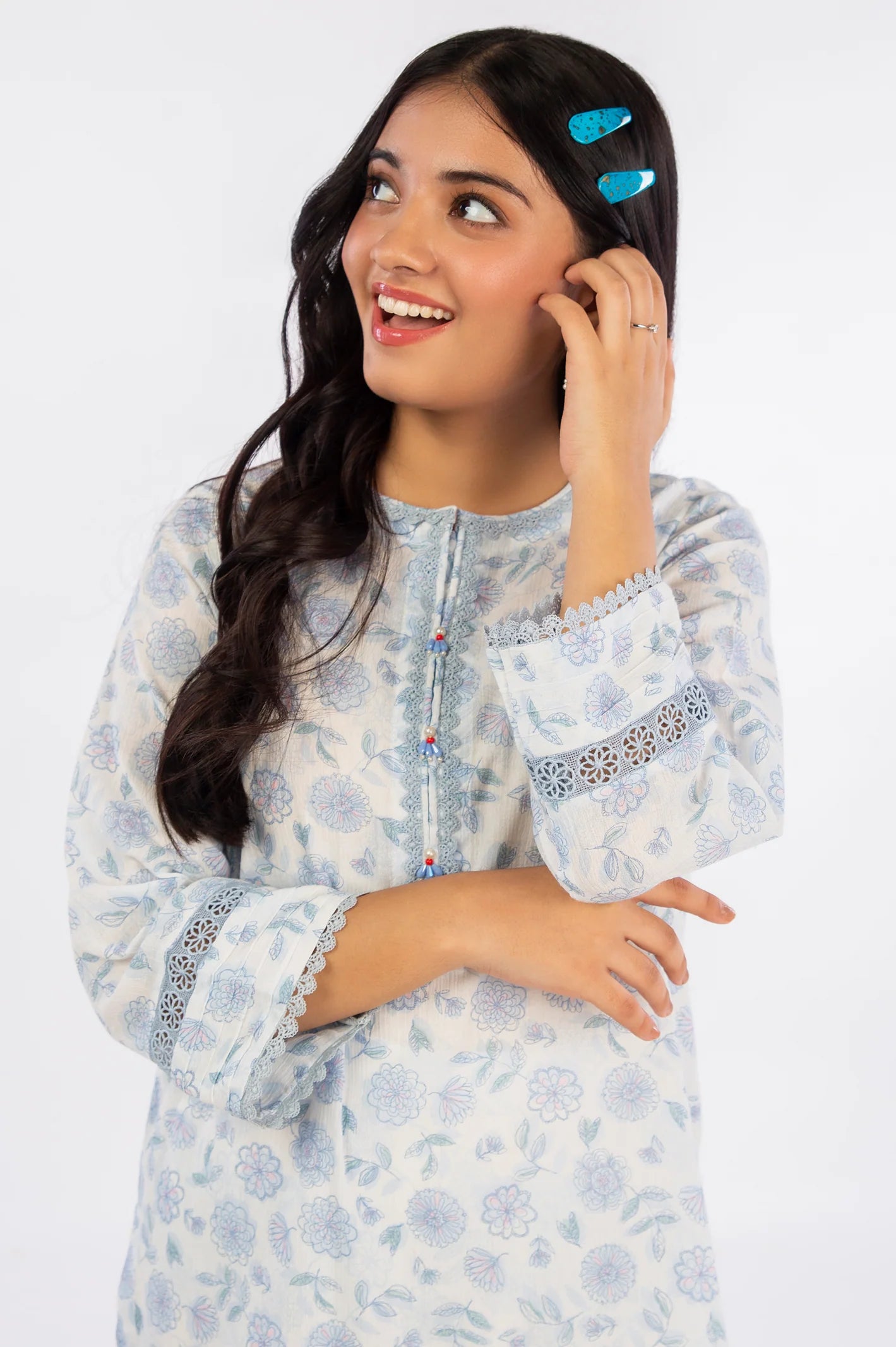 Blue Printed Teens 2PC Suit - Diners