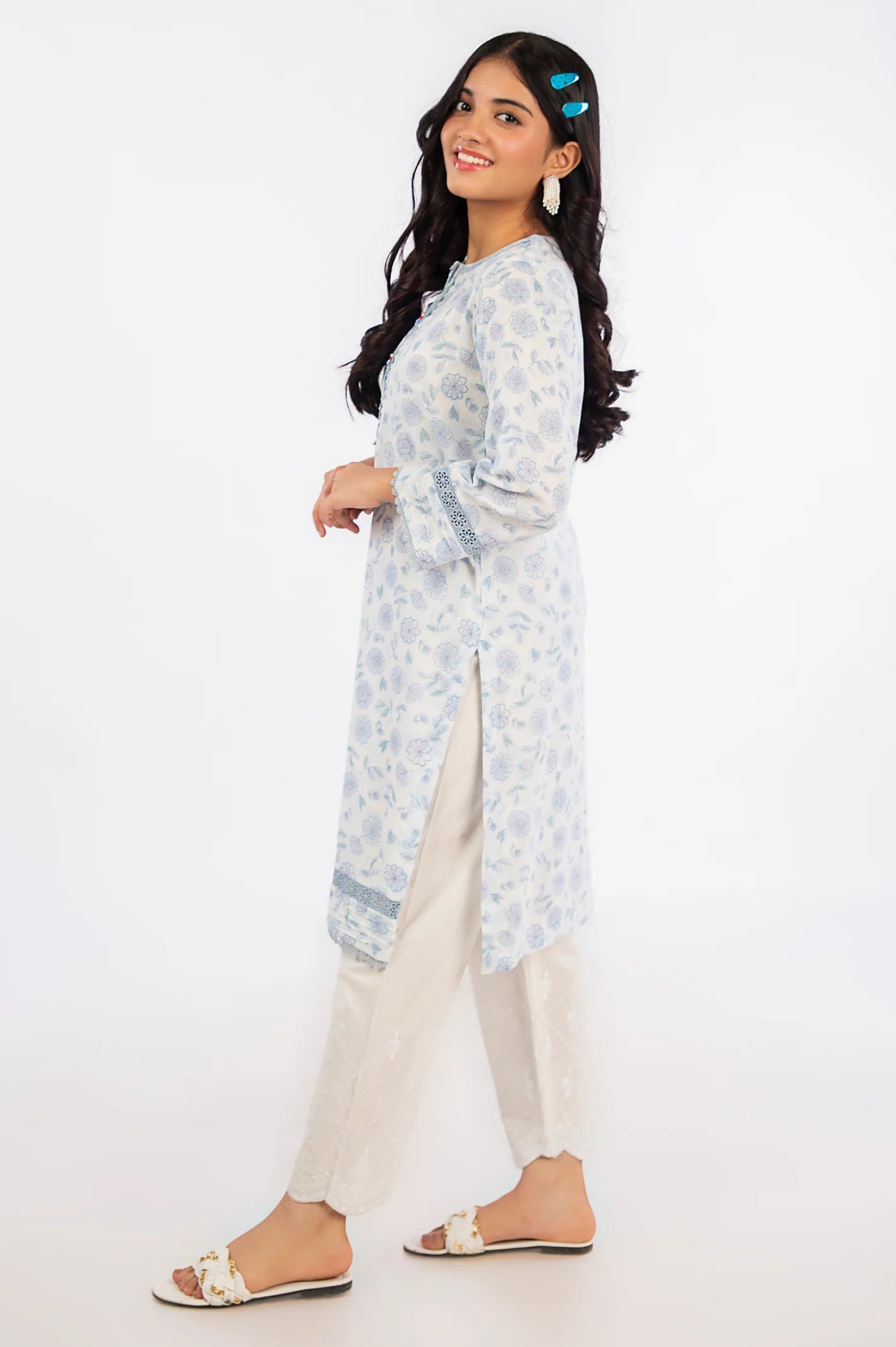 Blue Printed Teens 2PC Suit - Diners