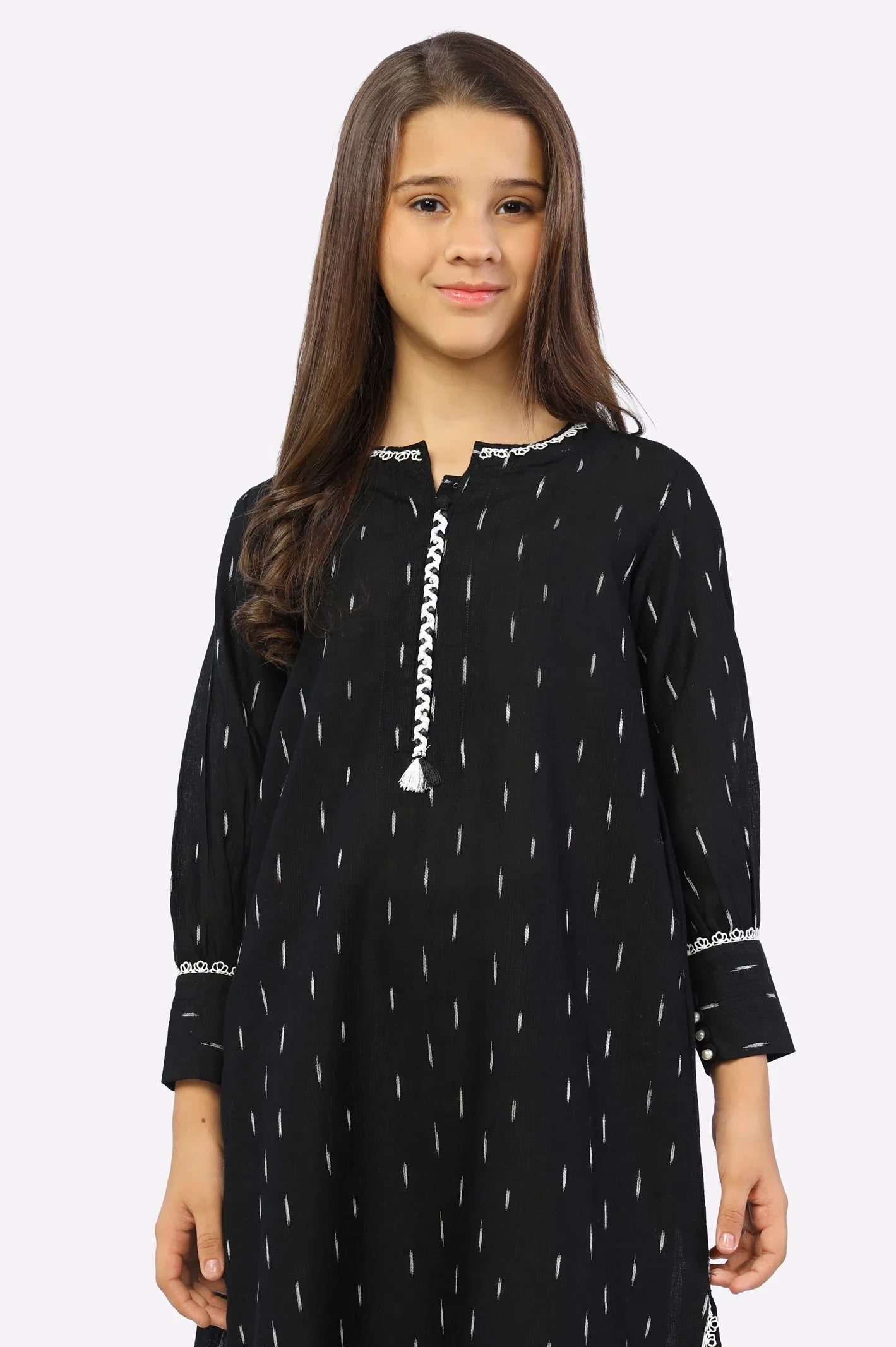 Black Crosshatch Dyed Teens 2PC Suit From Sohaye By Diners