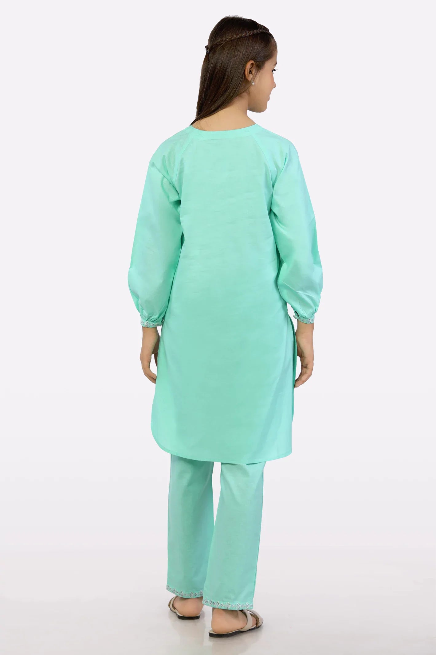 Sea Green Embroidered Kurti From Sohaye By Diners