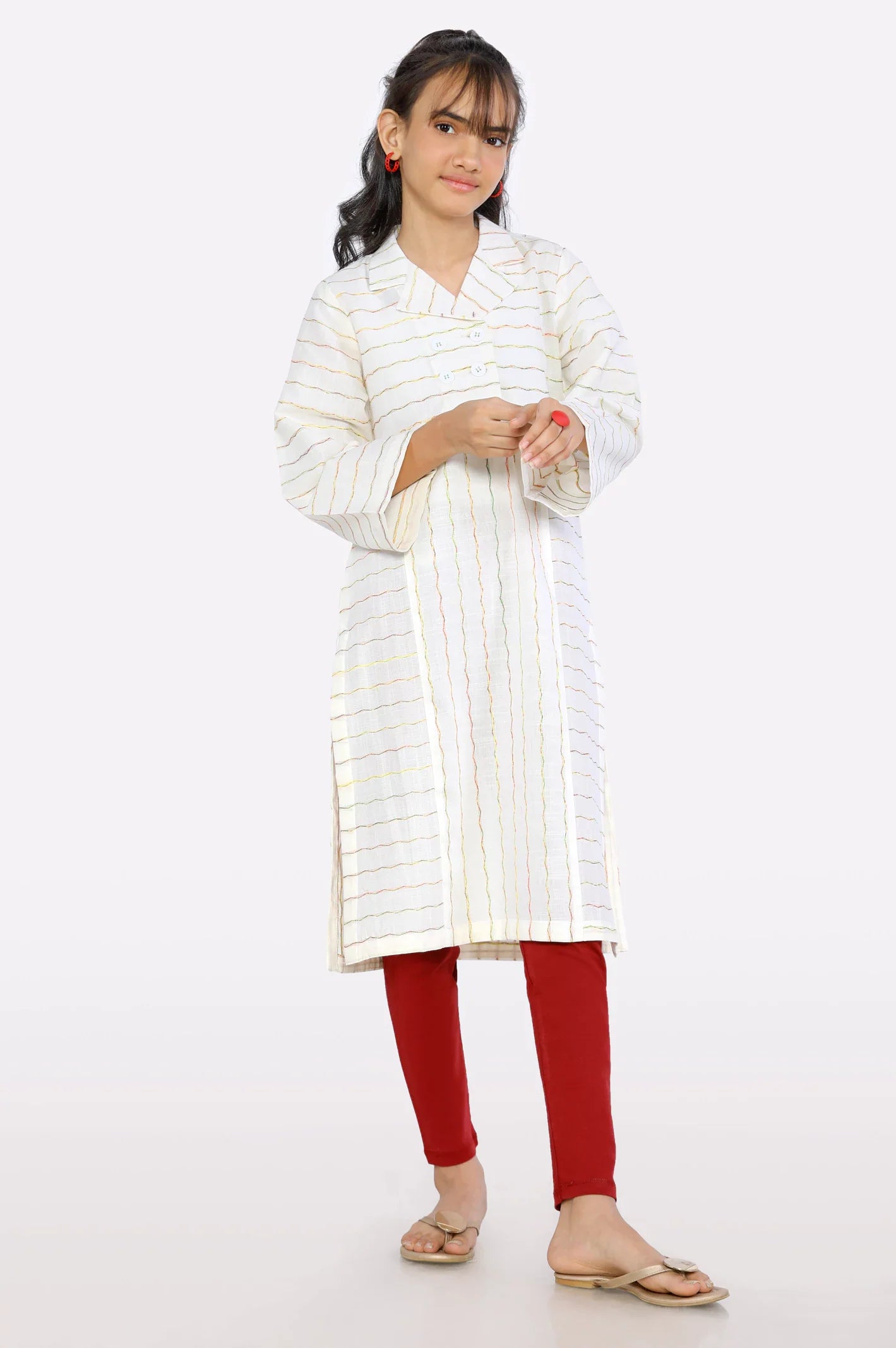 White Stylised Teens Kurti From Sohaye By Diners