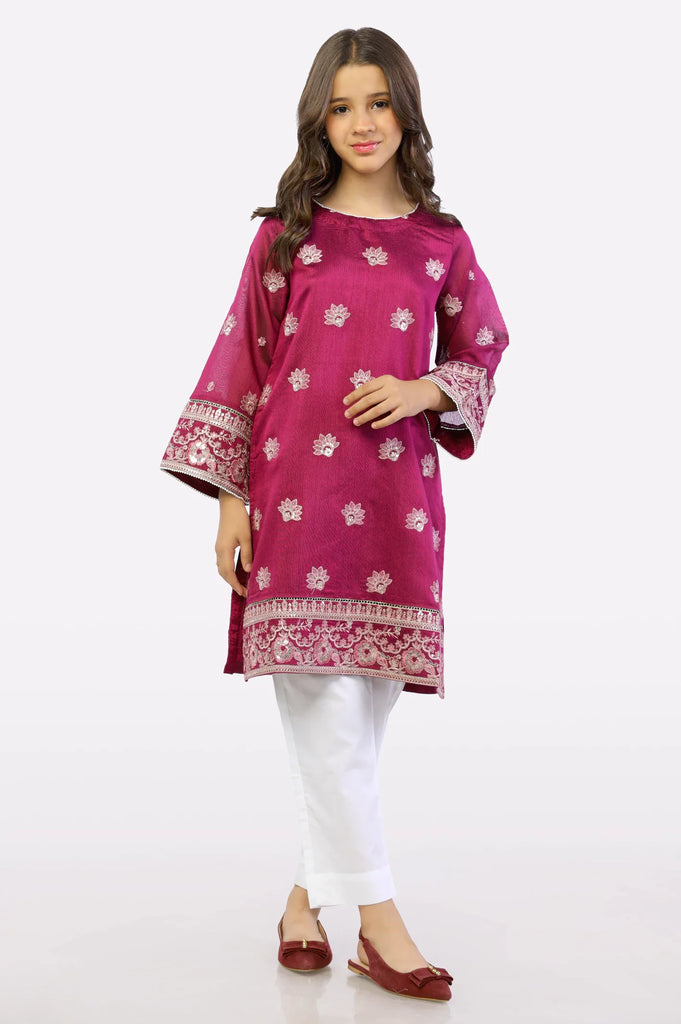 Pink Embroidered Teens Kurti