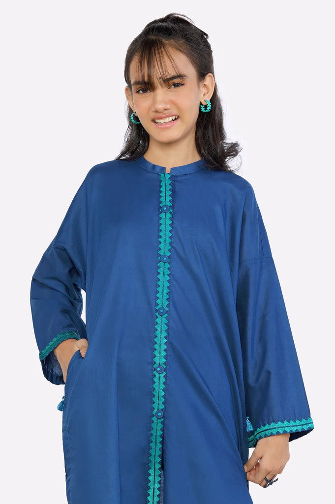 Navy Blue Embroidered Teens Kurti From Sohaye By Diners