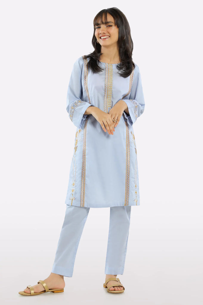 Blue Embroidered Teens Kurti