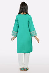 Green Embroidered Teens Kurti