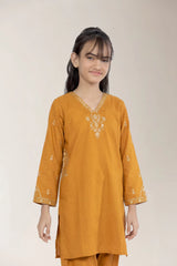 Embroidered Khaddar-Mustard Teens 2PC