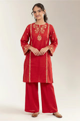 Embroidered Khaddar-Orange Teens 2PC